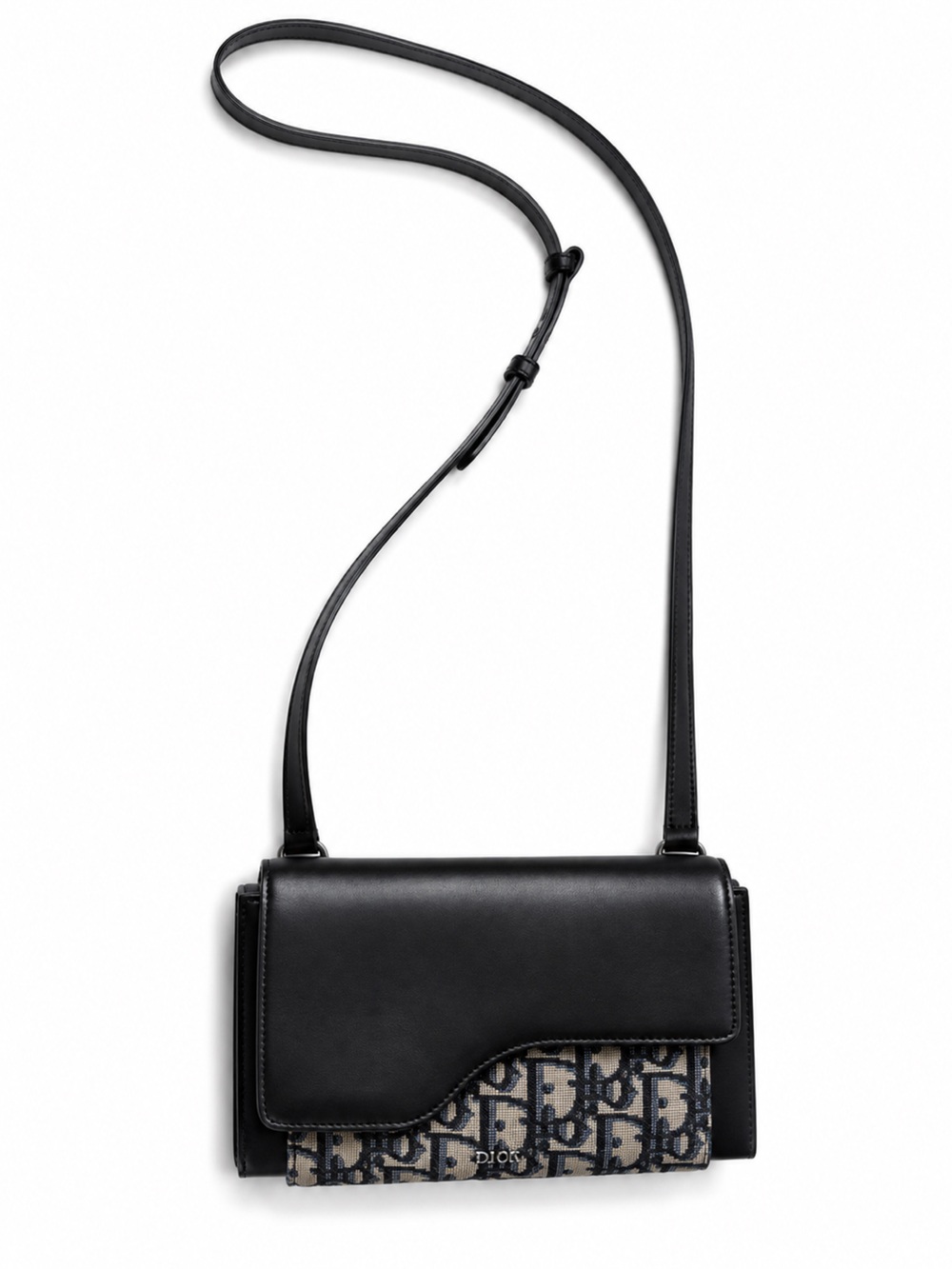 Dior Black Leather and Dior Oblique Canvas Crossbody Bag